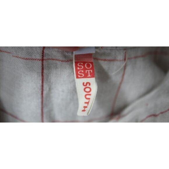 SOST South Street Linen 1 M 10/12 Beige Red Jane Tunic Check Linen Tank Dress - Picture 3 of 9